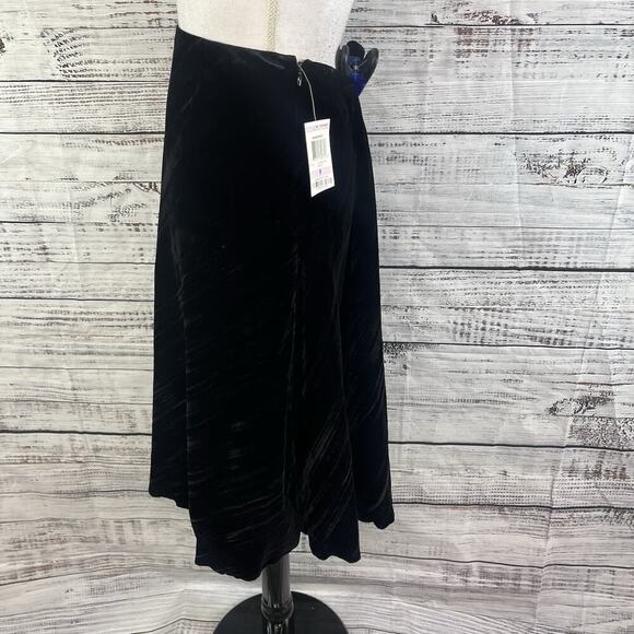 Style & Co Skirt size 6 Black Velveteen Bias Knee A Line Modest Party Cocktail - Picture 6 of 8